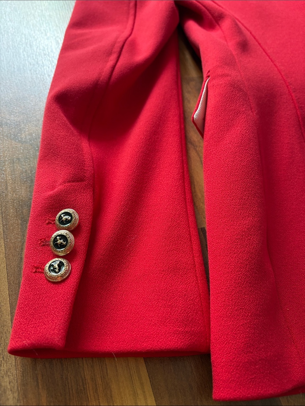 Zara Red Double-Breasted Blazer with Gold Buttons Size S NWT - Picture 7 of 12
